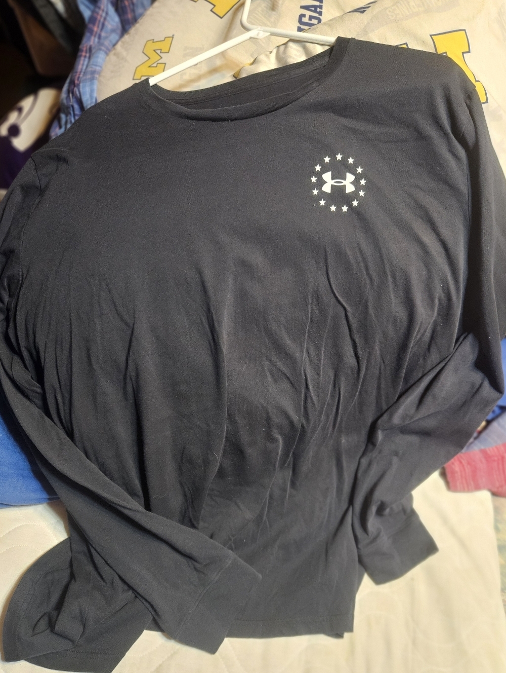 Mens Black Long Sleeve Under Armour Patriotic Freedom Tee